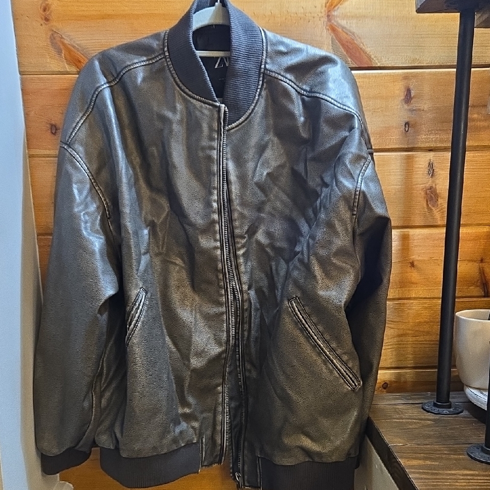 Zara Metallic Gray Bomber Jacket - image 1